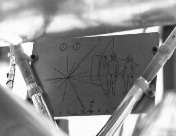 Carl Sagan & Frank Drake [1972] Pioneer plaque. 2 gold-anodized ...