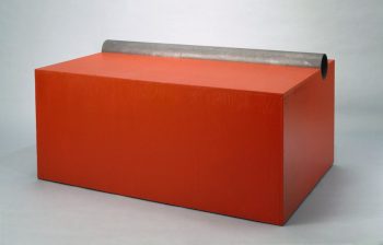 Donald Judd [1963] Untitled. Oil and plywood with iron pipe, 56.2 x 115.1 x 77.5 cm.